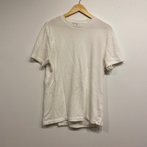 Zara White Crew Neck Semi Sheer Oversized T-Shirt Size Large - Picture 1 of 3
